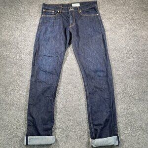 Gustin Jeans Mens 35x36 Blue Indigo Raw Selvedge Denim Fade Lines Straight Slim